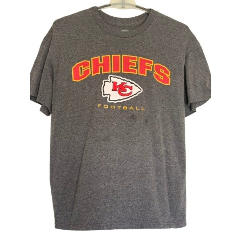 NFL Team Apparel Kansas City Chiefs T-Shirt Gray Large Football Graphic Tee